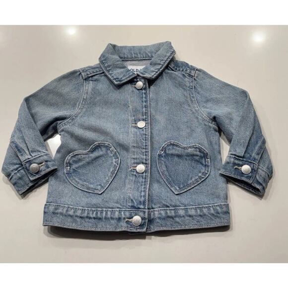 Old Navy Other - Old Navy Heart Pocket Jean Jacket Baby Girl Size 12-18M Denim Light Wash Love